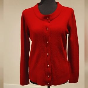 Red Button Down Long Sleeve Cardigan